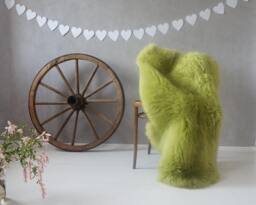 "Green Sheepskin Rug, Genuine Leather Throw, Natural Home Decor - 50"" X 30" - thumbnail 1