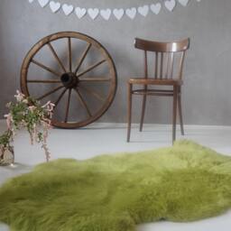 "Green Sheepskin Rug, Genuine Leather Throw, Natural Home Decor - 50"" X 30" - thumbnail 2