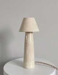 White Tall Table Lamp Handmade Ceramic Bedside Lamp in Contemporary Style With Neutral Colors - thumbnail 1
