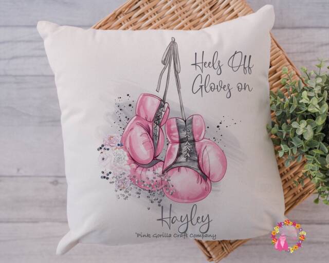 Boxing Cushion, Pillow, Girl Boxer, Pink Gloves, Boxer Gift, Gift, Gift For Her, Boxer, Boxing - image 1