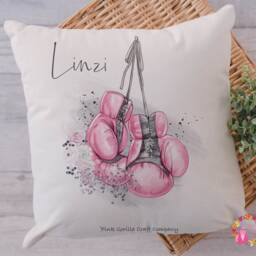Boxing Cushion, Pillow, Girl Boxer, Pink Gloves, Boxer Gift, Gift, Gift For Her, Boxer, Boxing - thumbnail 3