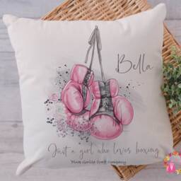 Boxing Cushion, Pillow, Girl Boxer, Pink Gloves, Boxer Gift, Gift, Gift For Her, Boxer, Boxing - thumbnail 2
