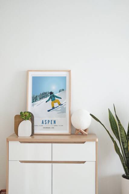 Aspen, Usa Vintage Snowboard/Ski A3 A4 Travel Poster Art Print - Recycled Paper - image 1