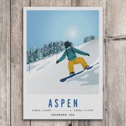 Aspen, Usa Vintage Snowboard/Ski A3 A4 Travel Poster Art Print - Recycled Paper - thumbnail 2