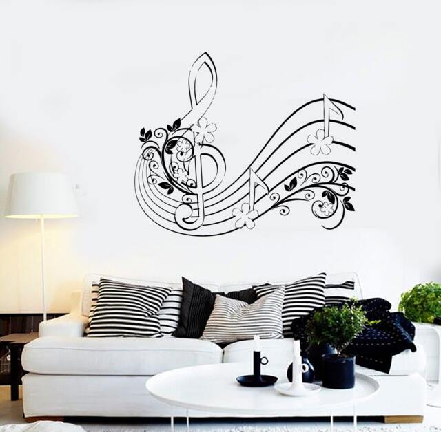 Wall Vinyl Music Notes Clef Flower Floral Guaranteed Quality Decal 1510Dz - image 1