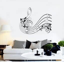 Wall Vinyl Music Notes Clef Flower Floral Guaranteed Quality Decal 1510Dz - thumbnail 1