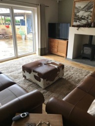 Handmade Rustic Cowhide Storage Ottoman Extra Large Coffee Table Footstool - 80cm - thumbnail 1