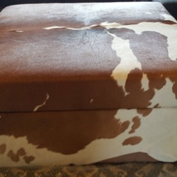 Handmade Rustic Cowhide Storage Ottoman Extra Large Coffee Table Footstool - 80cm - thumbnail 3