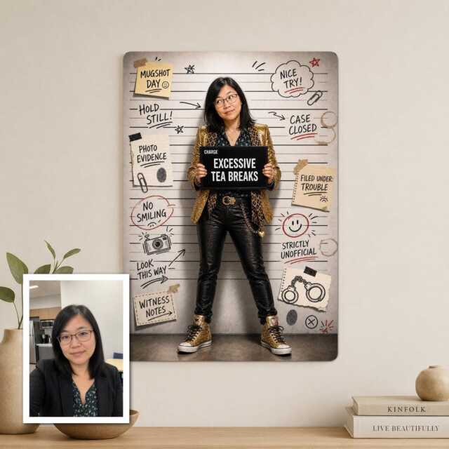 Personalised Funny Mugshot Metal Plaque From Photo, Custom Comedy Charge Sign, Fake Lineup Wall Decor Gift For Bar Door Office - image 1