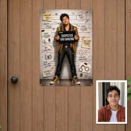 Personalised Funny Mugshot Metal Plaque From Photo, Custom Comedy Charge Sign, Fake Lineup Wall Decor Gift For Bar Door Office - thumbnail 4