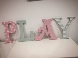 Wooden Letters Play, Play Room Decor, Kid's Room, Nursery - Wall Letters Various Colours & Finishes - thumbnail 1