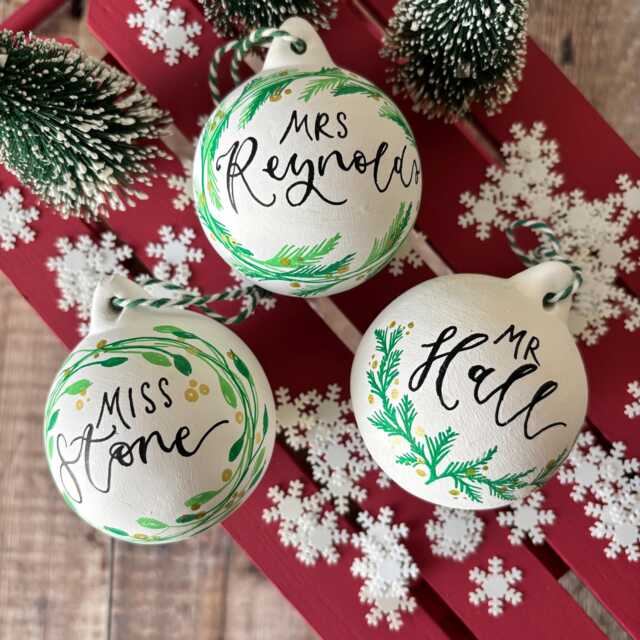 Personalised Ceramic Christmas Bauble, Hand Painted Name Ornament, Tree Decoration - image 1