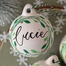 Personalised Ceramic Christmas Bauble, Hand Painted Name Ornament, Tree Decoration - thumbnail 3