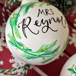 Personalised Ceramic Christmas Bauble, Hand Painted Name Ornament, Tree Decoration - thumbnail 4
