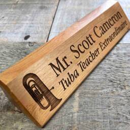 Personalized Alder Wood Desk Name Plate, Custom Engraved Sign - thumbnail 3