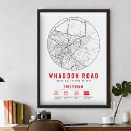 Cheltenham Town Fc Whaddon Road Minimalist Map Prints & Frames - The Robins F.c. Memorabilia Gift Decor Dad Granddad Uncle Brother Football - thumbnail 2