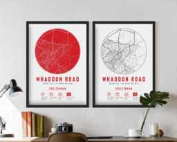 Cheltenham Town Fc Whaddon Road Minimalist Map Prints & Frames - The Robins F.c. Memorabilia Gift Decor Dad Granddad Uncle Brother Football - thumbnail 1