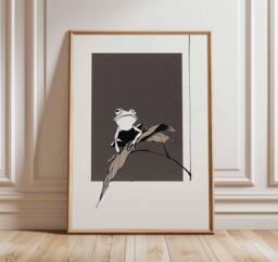 Modern Frog Wall Art Print, Minimalist Black & White Animal Illustration, Contemporary Nature Poster, Stylish Home Decor - thumbnail 1
