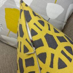 Scandi - Retro Design Cushion Cover Modern Decorative Pillow Designer Scion Fabric Lime in Ochre Grey - thumbnail 3