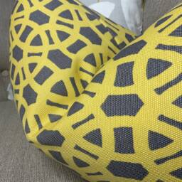 Scandi - Retro Design Cushion Cover Modern Decorative Pillow Designer Scion Fabric Lime in Ochre Grey - thumbnail 4