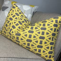 Scandi - Retro Design Cushion Cover Modern Decorative Pillow Designer Scion Fabric Lime in Ochre Grey - thumbnail 2