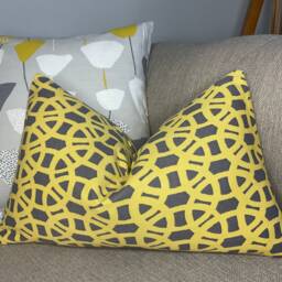 Scandi - Retro Design Cushion Cover Modern Decorative Pillow Designer Scion Fabric Lime in Ochre Grey - thumbnail 1