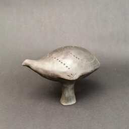 Bronze Age Bird Rattle - Handmade Archaeological Replica Ancient Ceramic Sound Instrument Black Pottery - thumbnail 3