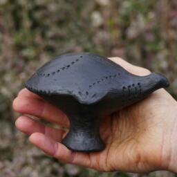 Bronze Age Bird Rattle - Handmade Archaeological Replica Ancient Ceramic Sound Instrument Black Pottery - thumbnail 2