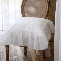 Embroidered Floral Cotton Pillow Cover Farmhouse Cushion Cover With Lace Ruffle - thumbnail 3