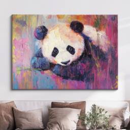Panda Abstract Oil Painting Framed Print & Canvas Large Sizes Wall Art Poster Animal Home Decor Interior Gift Idea - thumbnail 1