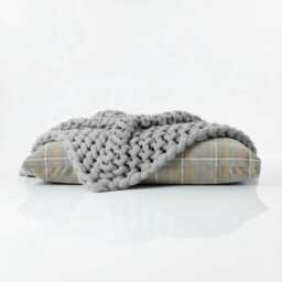 Tartan Faux Wool Floor Cushion Square Checked Pillow, Polystyrene Filled - thumbnail 2