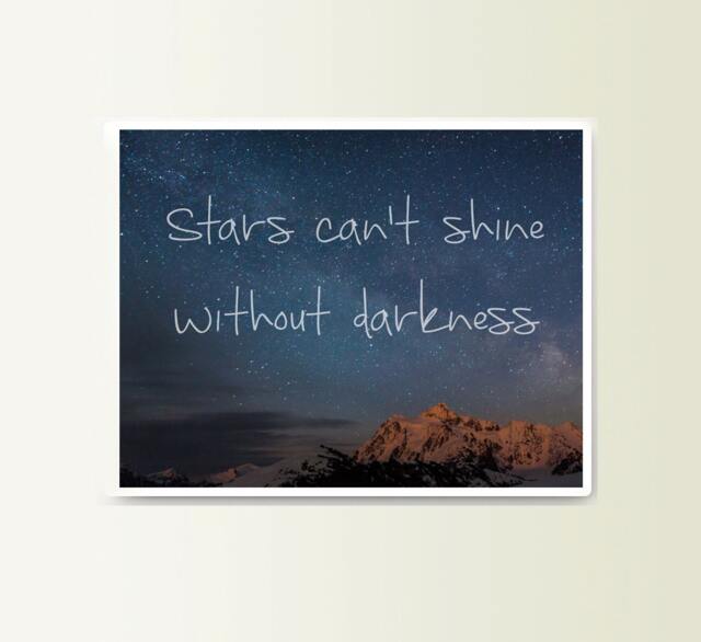 stars Can't Shine Without Darkness Art Typograhy Inspirational Quote Metal Wall Fine Prints, Sign Tin