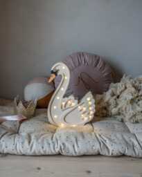 Swan Wooden Night Light - Handmade Led Nursery Wall Lamp - Kids Room Decor With Remote, Dimmer & Timer Baby Shower Gift - thumbnail 1