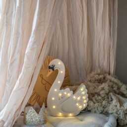 Swan Wooden Night Light - Handmade Led Nursery Wall Lamp - Kids Room Decor With Remote, Dimmer & Timer Baby Shower Gift - thumbnail 4