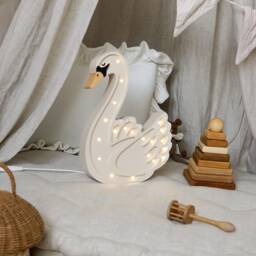 Swan Wooden Night Light - Handmade Led Nursery Wall Lamp - Kids Room Decor With Remote, Dimmer & Timer Baby Shower Gift - thumbnail 3