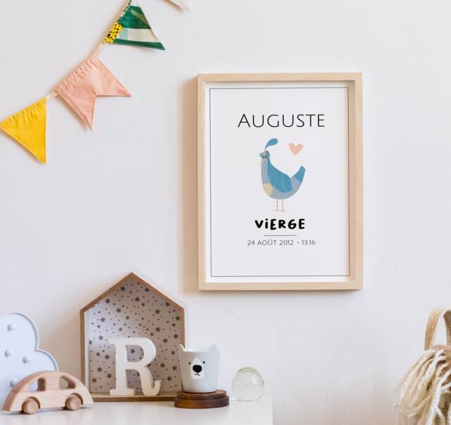 Customizable Astro Poster With Astrological Sign & First Name, To Decorate The Children's Room. Ideal Birth Birthday Gift - image 1