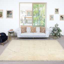 Handmade Beni Ourain Rug Moroccan Berber Wool Rug With Brown Diamond Pattern - thumbnail 2