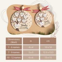 Personalized Family Tree Ornament, Gift, Christmas Decor, Wood Ornaments, Xmas, Holiday Gifts R58 - thumbnail 2