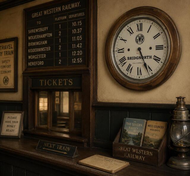 Personalized Railway Station Clock, Retro Looking Wooden Clock - image 1