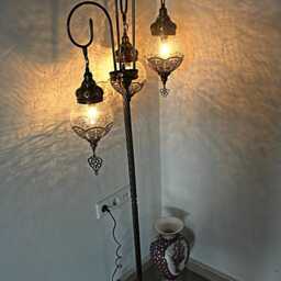 3 Glass Standing Lamp, Morocco Standing Lamp, Morocco Lantern, Floor Lamp, Turkish Light, Morocco Floor Lamp, Turkey Light, Modern Lamp - thumbnail 2