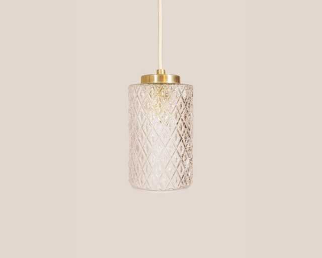 Slava Vintage Pendant Light Handcrafted Glass Lamp Textured Retro Ceiling Fixture Yugoslavia Gold Brass - image 1