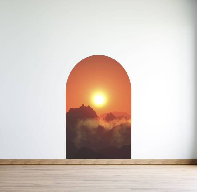 Arch Wall Decal , Sunset Mural Mountain Stickers Decor Bedroom Art Over Bed Nursery - image 1