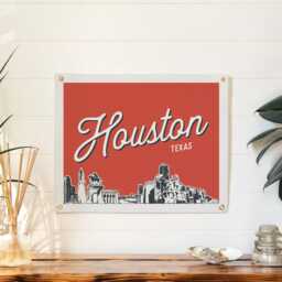 Houston Texas Felt Poster Banner - City Skyline Wall Art Print Sign. Vintage Style City Line Drawing Pennant Home Decor. Handmade Gift Idea - thumbnail 2