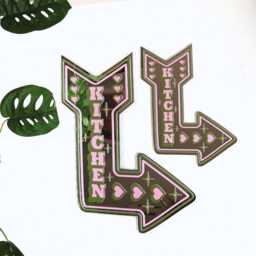 Retro Kitchen Arrow Mirror - 2 Sizes Olive & Pink - thumbnail 2