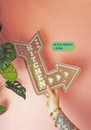 Retro Kitchen Arrow Mirror - 2 Sizes Olive & Pink