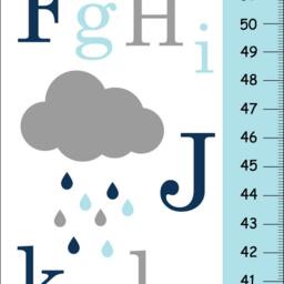 Alphabet Canvas Growth Chart , Cloud Growth Chart, Rain Drops Kids Wall Art - thumbnail 1