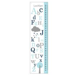 Alphabet Canvas Growth Chart , Cloud Growth Chart, Rain Drops Kids Wall Art - thumbnail 2