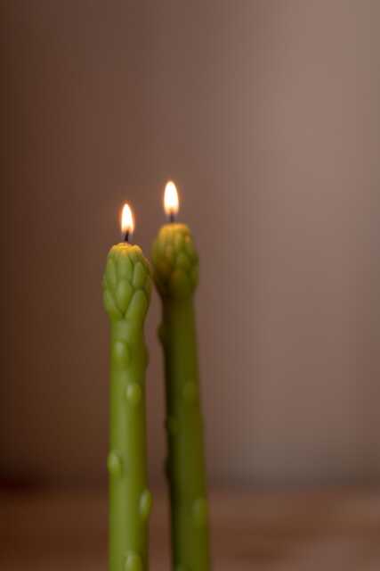 Beeswax Asparagus Candle Set, Unique Food Decor - image 1