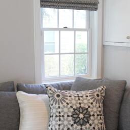 Galbraith & Paul Monarch Custom Roman Shades - Shown in Cadet On Natural Linen - Comes 6 Colors - thumbnail 3