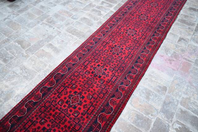13 Ft, Long Runner Rug, Best Quality Turkmen Khamyab Khal Mohammdi, Bukhara Runner, Afghan Handmade Wool, Oriental Hallway Runner 13.0 X 2.9 - image 1